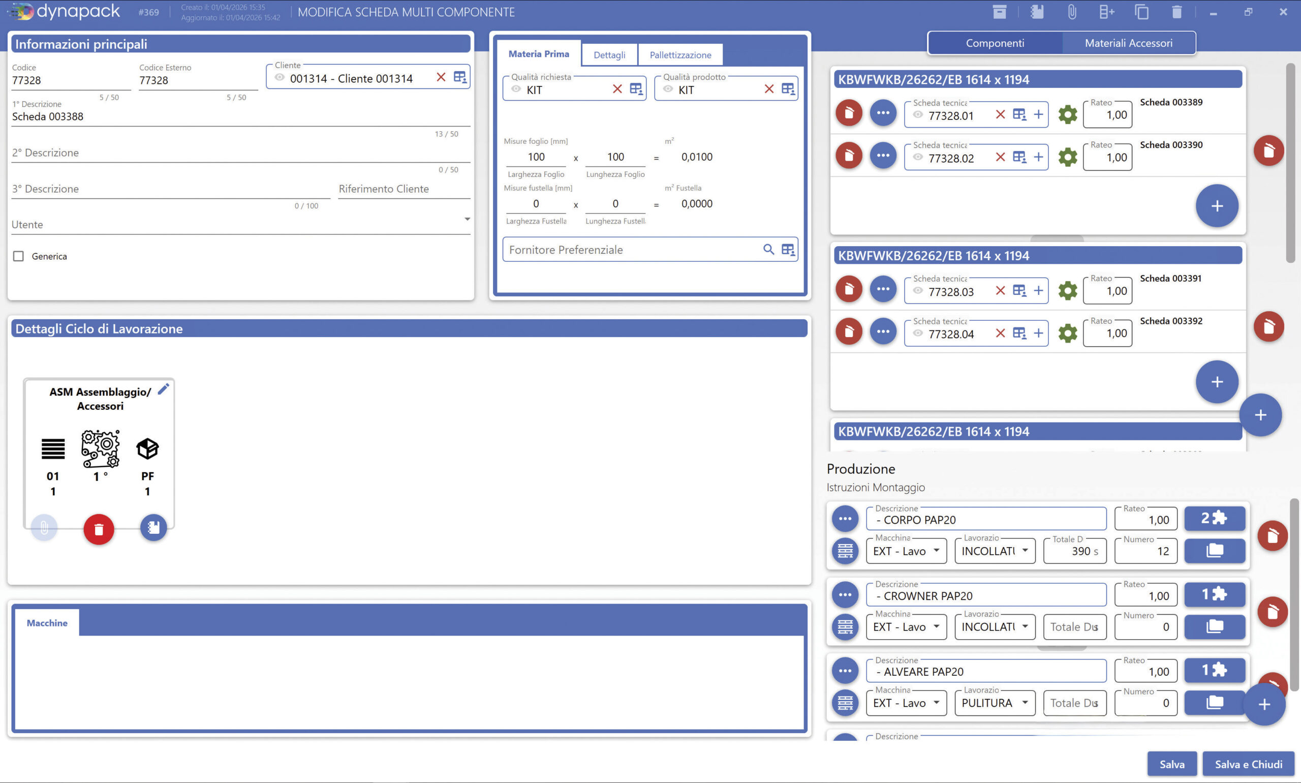 ynapack schermata scheda tecnica multicomponente